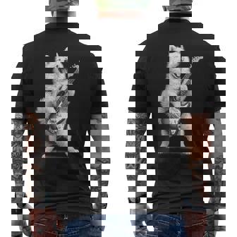 サモエド ギターを弾く ロックミュージック 犬好き メンズTシャツ バックプリント - Kawaiitshirt