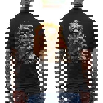 サングラスをかけたライオン 動物大好きライオン かわいいライオン メンズTシャツ バックプリント - Kawaiitshirt