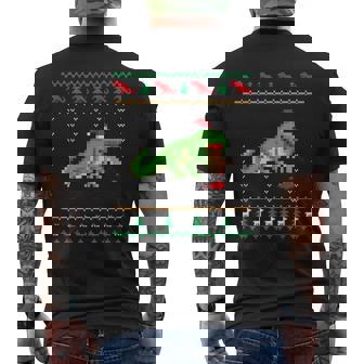 サンタ T-Rex 食べるトナカイ恐竜 アグリークリスマスセーター メンズTシャツ バックプリント - Kawaiitshirt