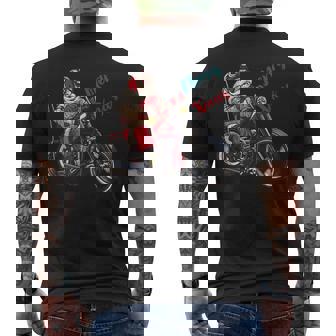 サンタクロース 面白い バイク イラスト メリー クリスマス パロディ イラスト メンズTシャツ バックプリント - Kawaiitshirt
