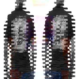 スペースキャットライディングアルパカユニコーン-ピザ＆タコス メンズTシャツ バックプリント - Kawaiitshirt