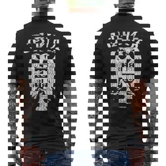 セルビア セルビア セルビア語 紋章 イーグル クロス 旗 キリル文字 メンズTシャツ バックプリント - Kawaiitshirt
