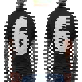 タイポグラフィ 太字表示 6番 数字 6 メンズTシャツ バックプリント - Kawaiitshirt