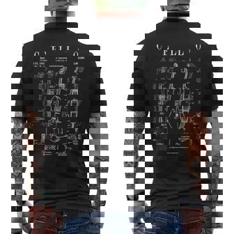 チェロ ヴィンテージ 特許 チェリスト 描画 プリント メンズTシャツ バックプリント - Kawaiitshirt