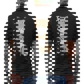 チベットスナギツネ スナギツネ チベスナ顔 きつね 狐の仲間 顔 目が死んでる 動物 イラスト メンズTシャツ バックプリント - Kawaiitshirt