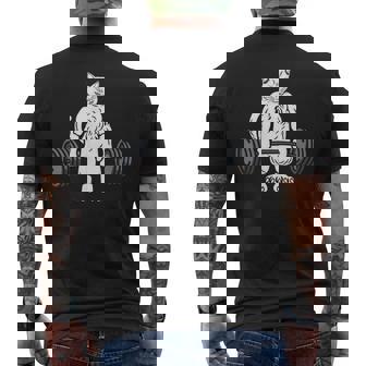 デッドリフト フィットネス 猫 ウェイトトレーニング エクササイズ ギフト メンズTシャツ バックプリント - Kawaiitshirt