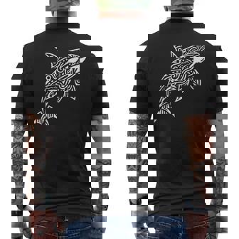 トライバル シャチ クジラ ハワイアン マオリ タトゥー オーシャン アート デザイン メンズTシャツ バックプリント - Kawaiitshirt
