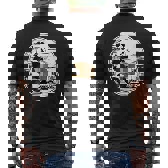 トラック運転手 パンダ 運送業 水墨画 和風 おもしろ 動物 メンズTシャツ バックプリント - Kawaiitshirt