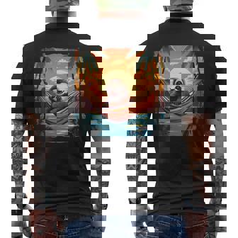 ナマケモノ ハンモック トロピカル サンセット リラクゼーション ヤシの木 平和 長袖tシャツ メンズTシャツ バックプリント - Kawaiitshirt