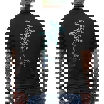 ハワイ ポリネシア トライバル シュモクザメ アロハステート メンズTシャツ バックプリント - Kawaiitshirt