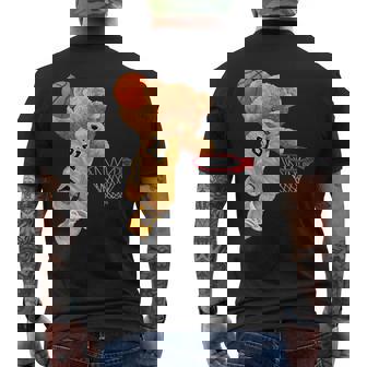 バスケットボール かわいい テディベア メンズTシャツ バックプリント - Kawaiitshirt