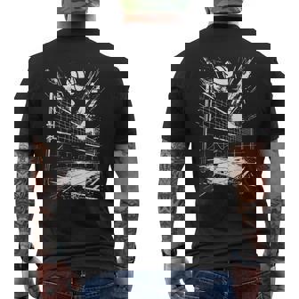 バレーボールのボールを描くバレーボーラー メンズTシャツ バックプリント - Kawaiitshirt