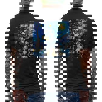 バン・ゴッホ 星月夜ミニチュア・シュナウザー 長袖tシャツ メンズTシャツ バックプリント - Kawaiitshirt