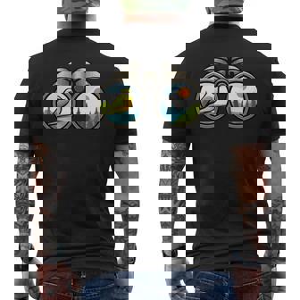 バードウォッチング双眼鏡デザイン メンズTシャツ バックプリント - Kawaiitshirt