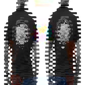 パステルレインボーローズがあらゆる色合いにハートを咲かせます メンズTシャツ バックプリント - Kawaiitshirt