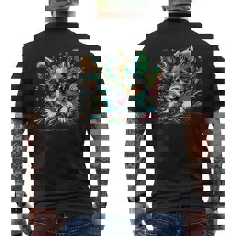 パピヨン犬の飼い主 パピヨン犬のアートワーク メンズTシャツ バックプリント - Kawaiitshirt