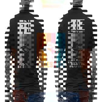 パレスチナ人のためのフリーパレスチナのレトロなビンテージデザイン 長袖tシャツ メンズTシャツ バックプリント - Kawaiitshirt