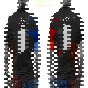 フランスの地図の中のフランス国旗tシャツ メンズTシャツ バックプリント - Kawaiitshirt