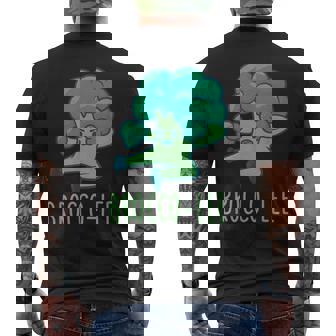 ブロッコリー 面白い空手カンフーブロッコリー野菜 メンズTシャツ バックプリント - Kawaiitshirt