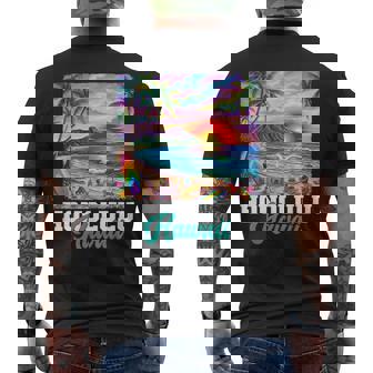 ホノルル ハワイ ハワイアン 波 ビーチ 夏 サーフィン レトロ メンズTシャツ バックプリント - Kawaiitshirt