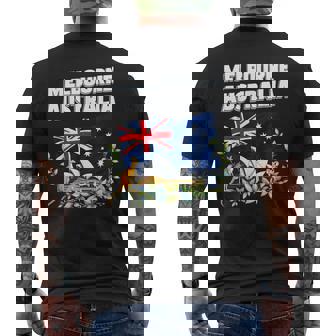 メルボルン オーストラリア お土産 オーストラリア国旗 カンガルーコアラ メンズTシャツ バックプリント - Kawaiitshirt