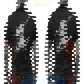 モルモット 野球 スポーツ ペット好き メンズTシャツ バックプリント - Kawaiitshirt