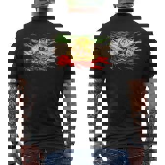 ライオンと太陽のエンブレムが付いたイランの国旗、ヴィンテージペルシャ遺産。 メンズTシャツ バックプリント - Kawaiitshirt