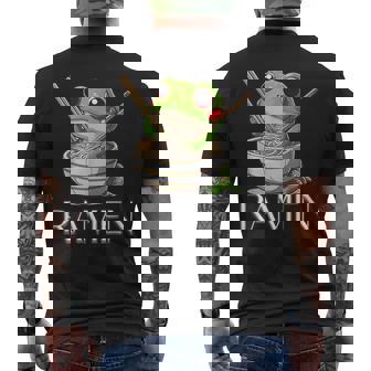 ラーメンを食べるカエルの麺 カワイイ 美的 日本アニメ メンズTシャツ バックプリント - Kawaiitshirt