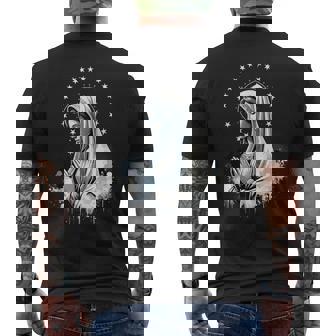 ルルドの聖母マリア 強力なシンボル 母マリア メンズTシャツ バックプリント - Kawaiitshirt