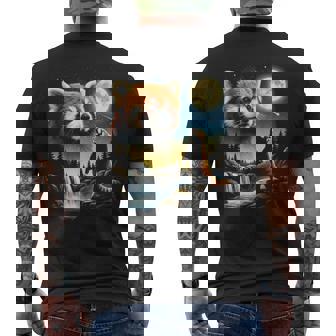 レッサーパンダ ハウリング トゥ ザ ムーン ミーム おもしろ 90年代 レッサーパンダ メンズTシャツ バックプリント - Kawaiitshirt