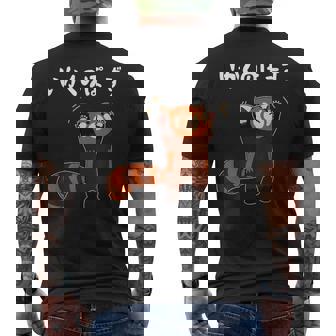 レッサーパンダ威嚇ポーズ かわいい癒しイラスト メンズTシャツ バックプリント - Kawaiitshirt