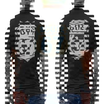 レトロ ルート 67 ハイウェイ サイン ヴィンテージ ロード ノスタルジア メンズTシャツ バックプリント - Kawaiitshirt