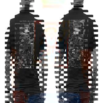 レトロな侍猫 戦士の猫 長袖tシャツ メンズTシャツ バックプリント - Kawaiitshirt