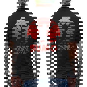 レトロサンセット相撲 メンズTシャツ バックプリント - Kawaiitshirt