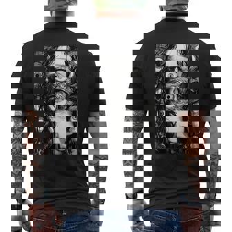 不気味な漫画 少女 怖い目 ホラー ハロウィン 恐ろしい メンズTシャツ バックプリント - Kawaiitshirt