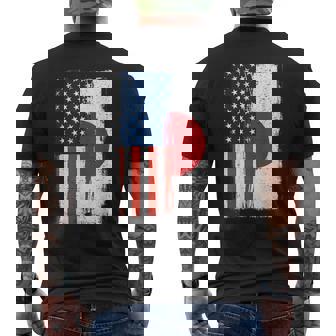 半日半 アメリカ国旗 日米ルーツ メンズTシャツ バックプリント - Kawaiitshirt