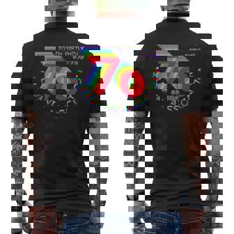 古希 同窓会 70歳 アラ古希 70歳誕生日 古希祝い 長寿 七色 70古希の集まり レインボーカラー 虹色 長袖tシャツ メンズTシャツ バックプリント - Kawaiitshirt