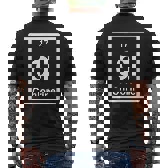 塩素 Cl 元素周期表 サイエンスギフト メンズTシャツ バックプリント - Kawaiitshirt