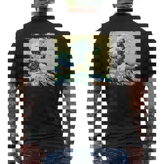 大波 北斎 名画 レトロ メンズTシャツ バックプリント - Kawaiitshirt