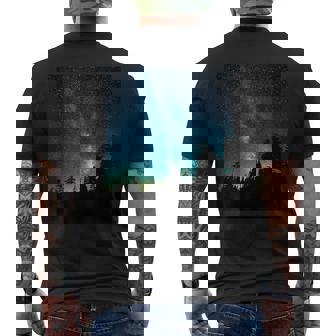 天の川 ミルキーウェイ 森と夜明け【星空・夜空・宇宙・銀河】高精細画像《フルビッグプリント》【天体観測シリーズ】 メンズTシャツ バックプリント - Kawaiitshirt