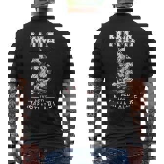 犬のmmaファイター フリーファイティングピットブル メンズTシャツ バックプリント - Kawaiitshirt