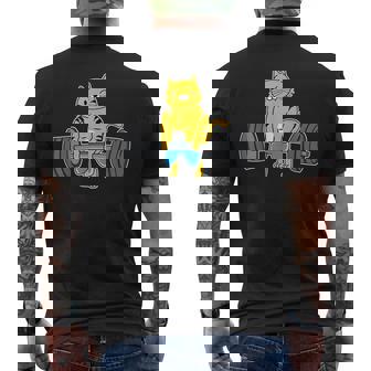 猫 デッドリフト パワーリフティング ウェイトリフティング 猫好き メンズTシャツ バックプリント - Kawaiitshirt
