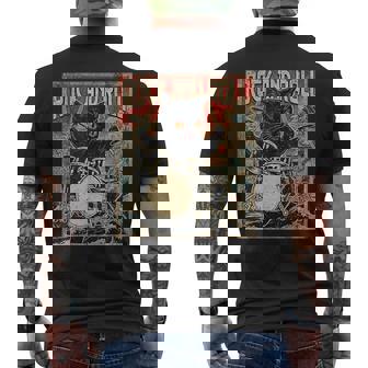 猫 演奏 ドラム ロック オン ヴィンテージ ロック ドラマー 猫 メンズTシャツ バックプリント - Kawaiitshirt