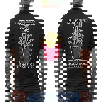 男性用フライドポテトデザイン フライドポテトと一緒に人生はより良いです メンズTシャツ バックプリント - Kawaiitshirt