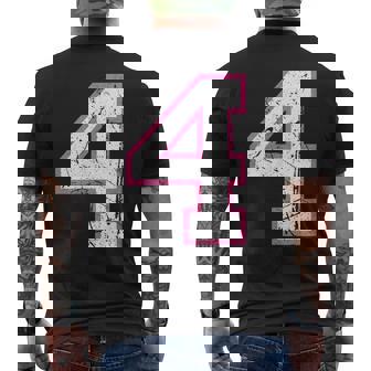 番号 4 ピンクのお気に入りの番号 メンズTシャツ バックプリント - Kawaiitshirt