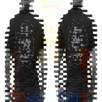 聖母マリアの奇跡のメダル カトリック聖母 メンズTシャツ バックプリント - Kawaiitshirt