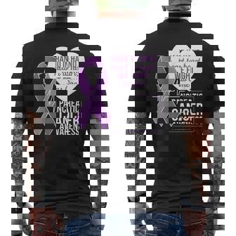 膵臓がん啓発 ハートトゥハート パープルリボン メンズTシャツ バックプリント - Kawaiitshirt