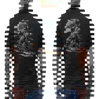 蒸気機関車 鉄道 機関車 ギフト 蒸気機関車 長袖tシャツ メンズTシャツ バックプリント - Kawaiitshirt