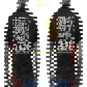 誰も一人で戦わない 小児がん啓発ゴールドリボン メンズTシャツ バックプリント - Kawaiitshirt