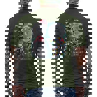 3 Racoon Moon Howling Raccoon Christmas Santa Racoon Lover Men's T-shirt Back Print | Seseable UK